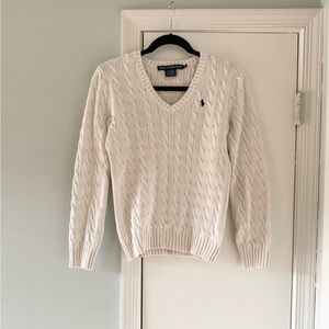 Ralph Lauren Sport Off White Cable Knit Sweater 100 % Cotton Women’s size M